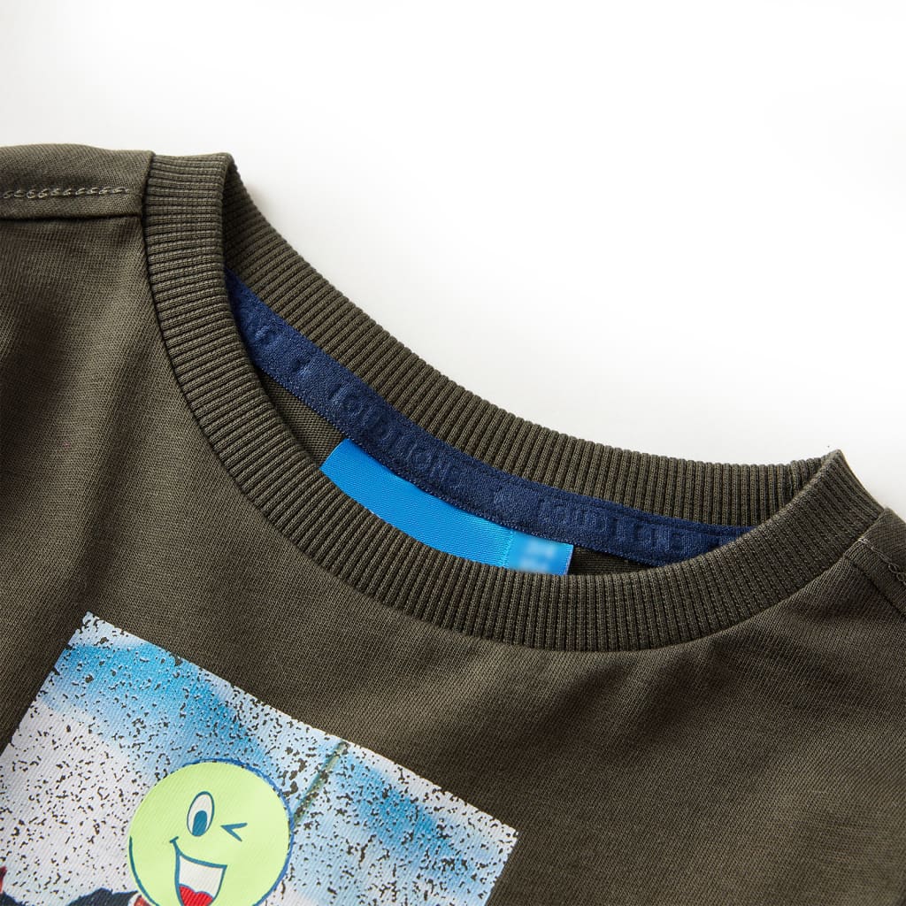 Kindershirt met lange mouwen 116 kakikleurig is nu te koop bij PeponiXL, paradijselijk wonen!