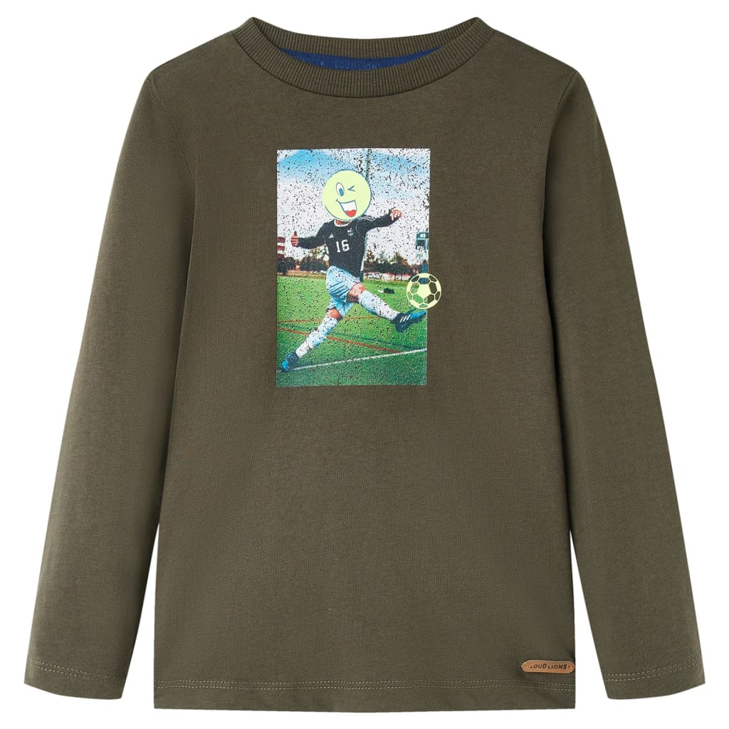 Kindershirt met lange mouwen 128 kakikleurig is nu te koop bij PeponiXL, paradijselijk wonen!