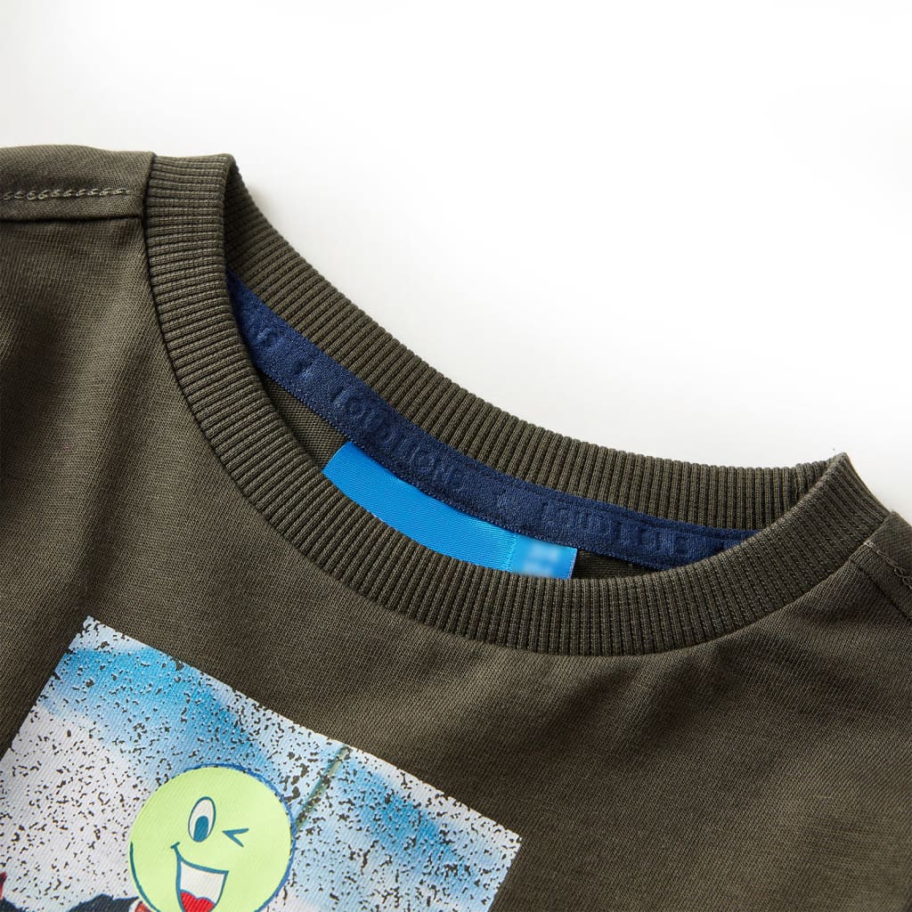 Kindershirt met lange mouwen 128 kakikleurig is nu te koop bij PeponiXL, paradijselijk wonen!
