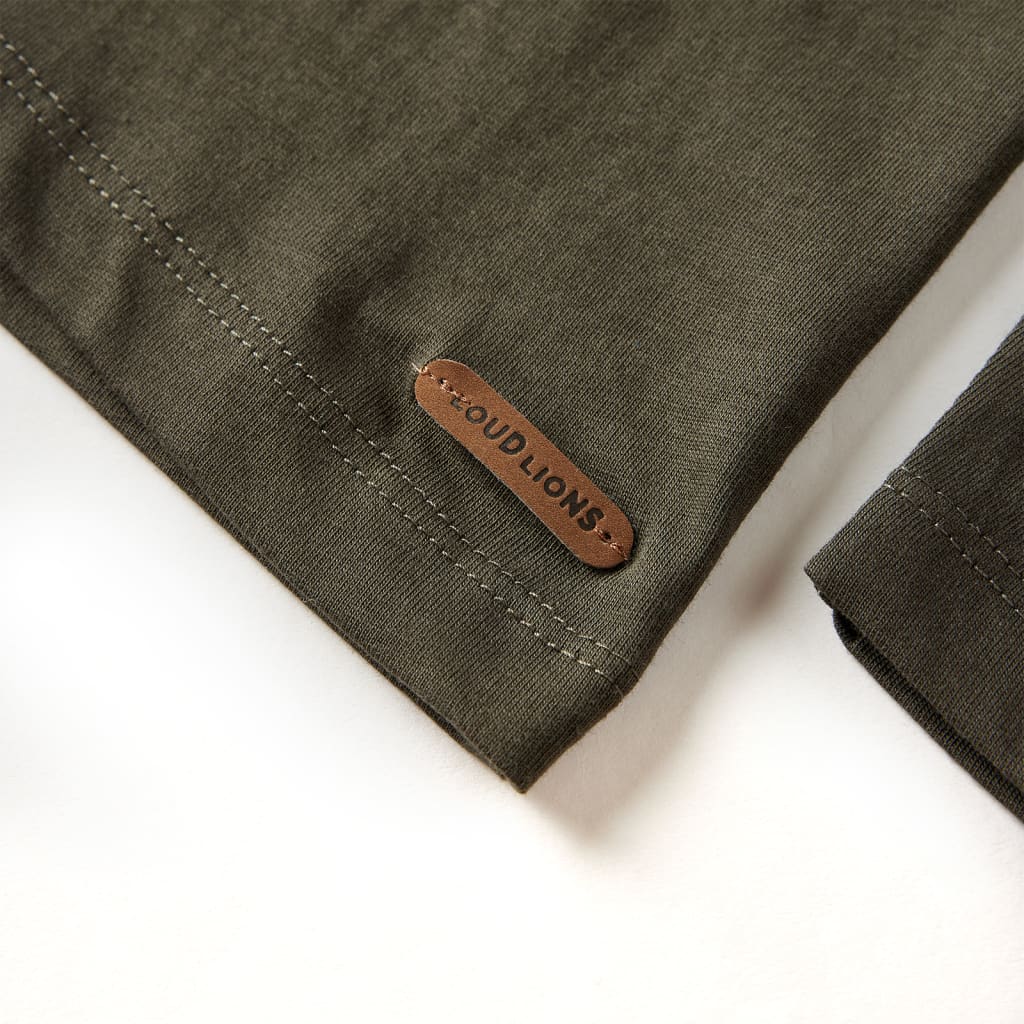 Kindershirt met lange mouwen 128 kakikleurig is nu te koop bij PeponiXL, paradijselijk wonen!