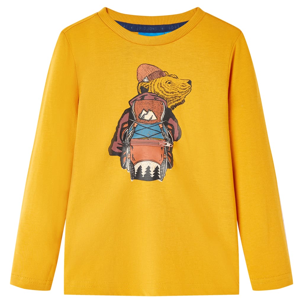 Kindershirt met lange mouwen 116 okerkleurig is nu te koop bij PeponiXL, paradijselijk wonen!