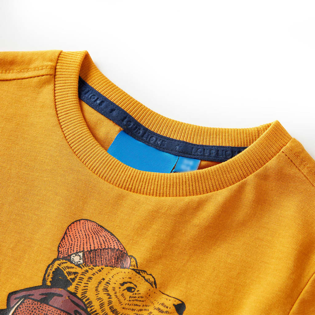 Kindershirt met lange mouwen 128 okerkleurig is nu te koop bij PeponiXL, paradijselijk wonen!