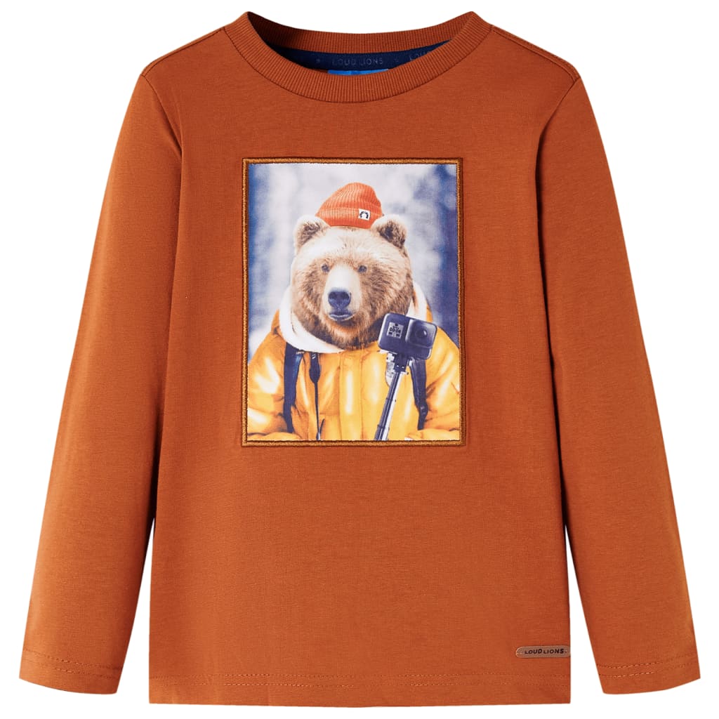 Kindershirt met lange mouwen 116 oranjebruin is nu te koop bij PeponiXL, paradijselijk wonen!