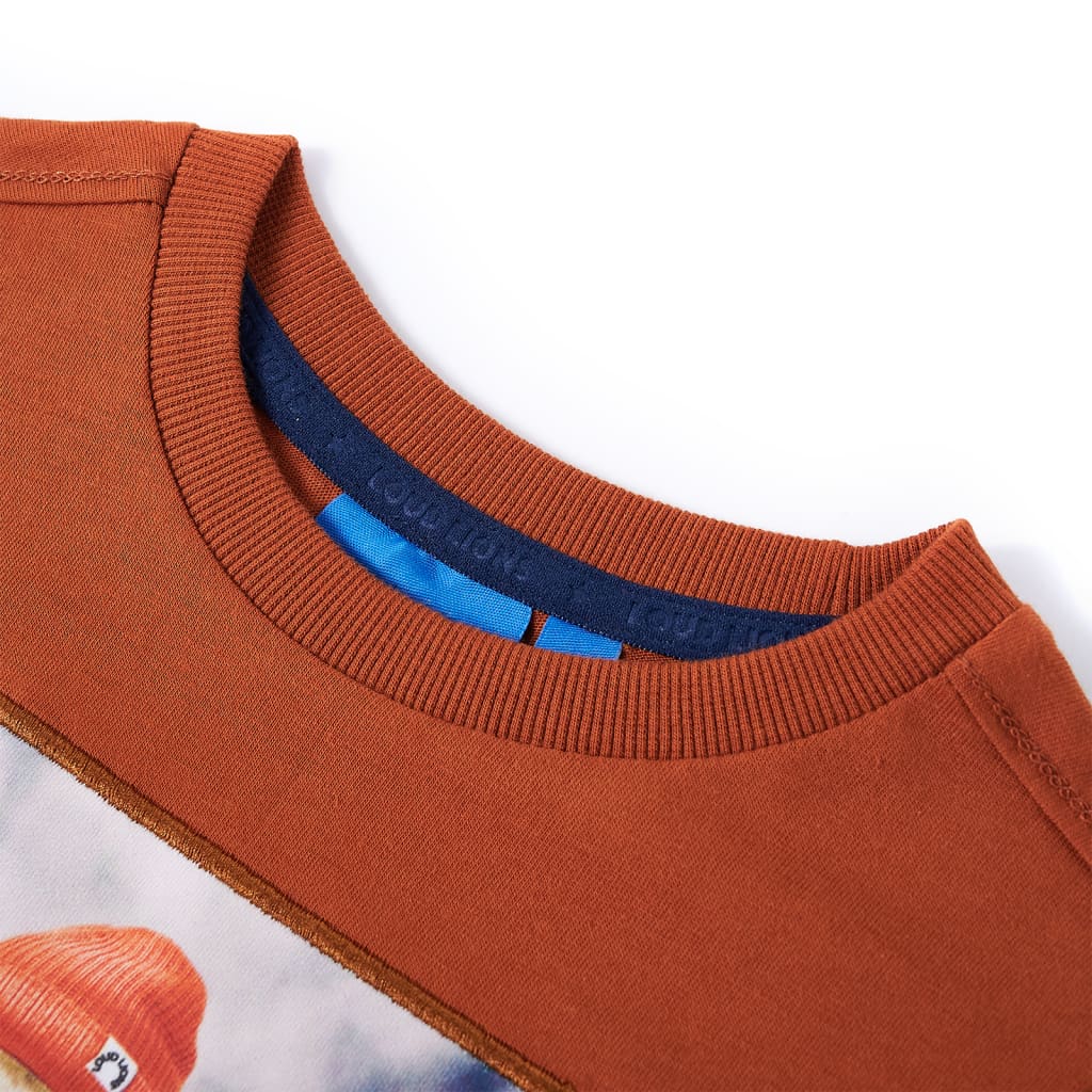 Kindershirt met lange mouwen 116 oranjebruin is nu te koop bij PeponiXL, paradijselijk wonen!