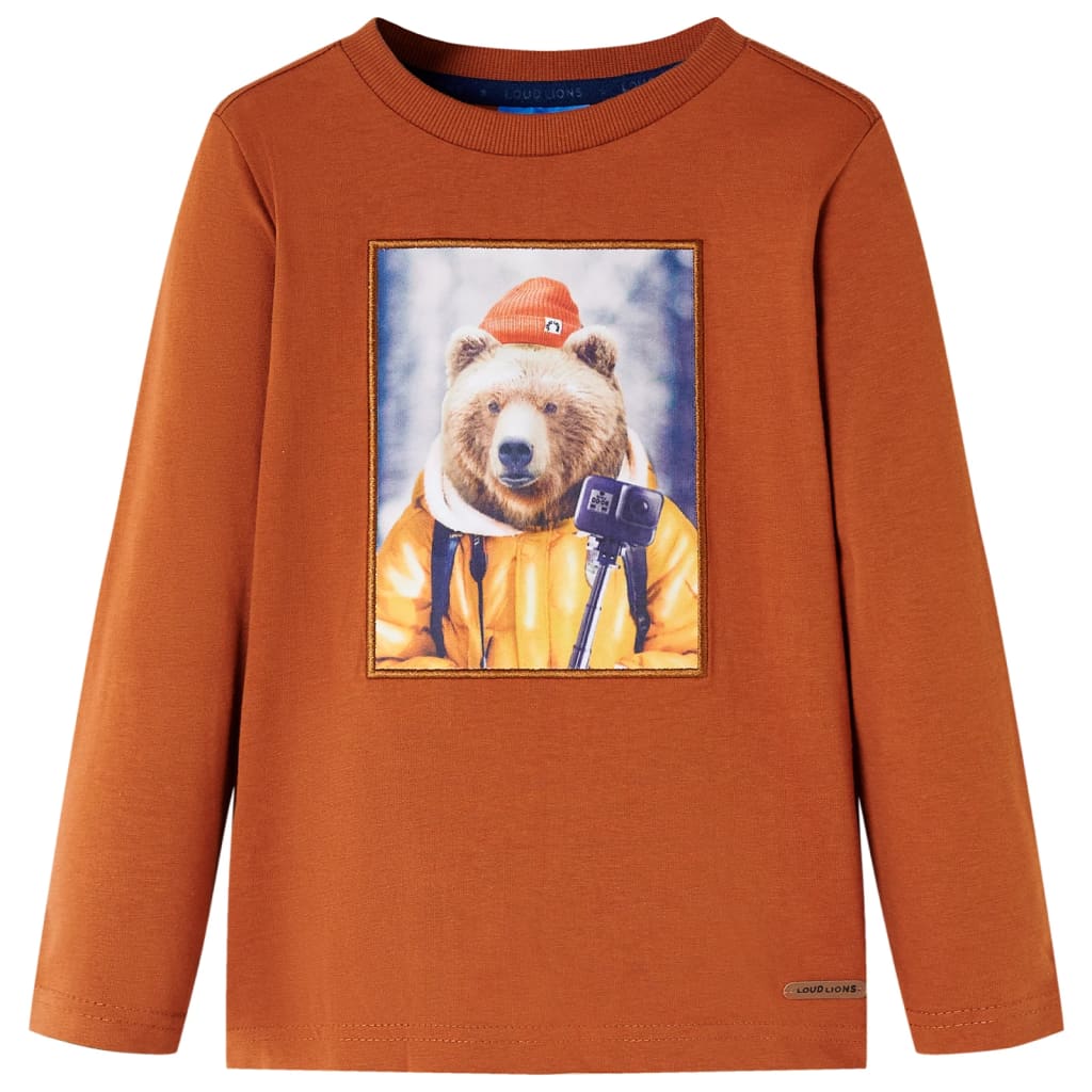 Kindershirt met lange mouwen 128 oranjebruin is nu te koop bij PeponiXL, paradijselijk wonen!