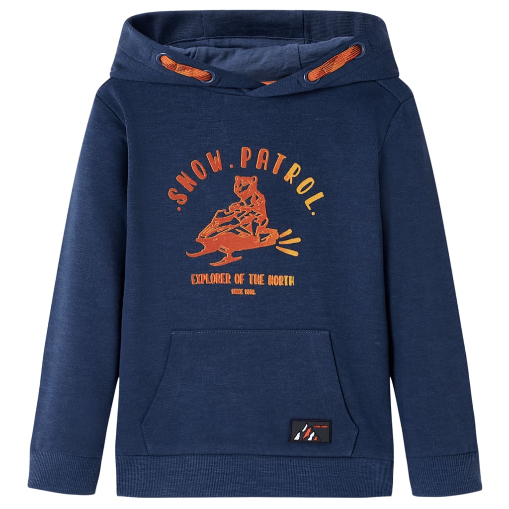 Kindertrui met capuchon 104 gemêleerd marineblauw en oranje is nu te koop bij PeponiXL, paradijselijk wonen!