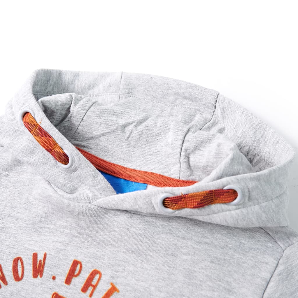 Kindertrui met capuchon 92 gemêleerd grijs en oranje is nu te koop bij PeponiXL, paradijselijk wonen!