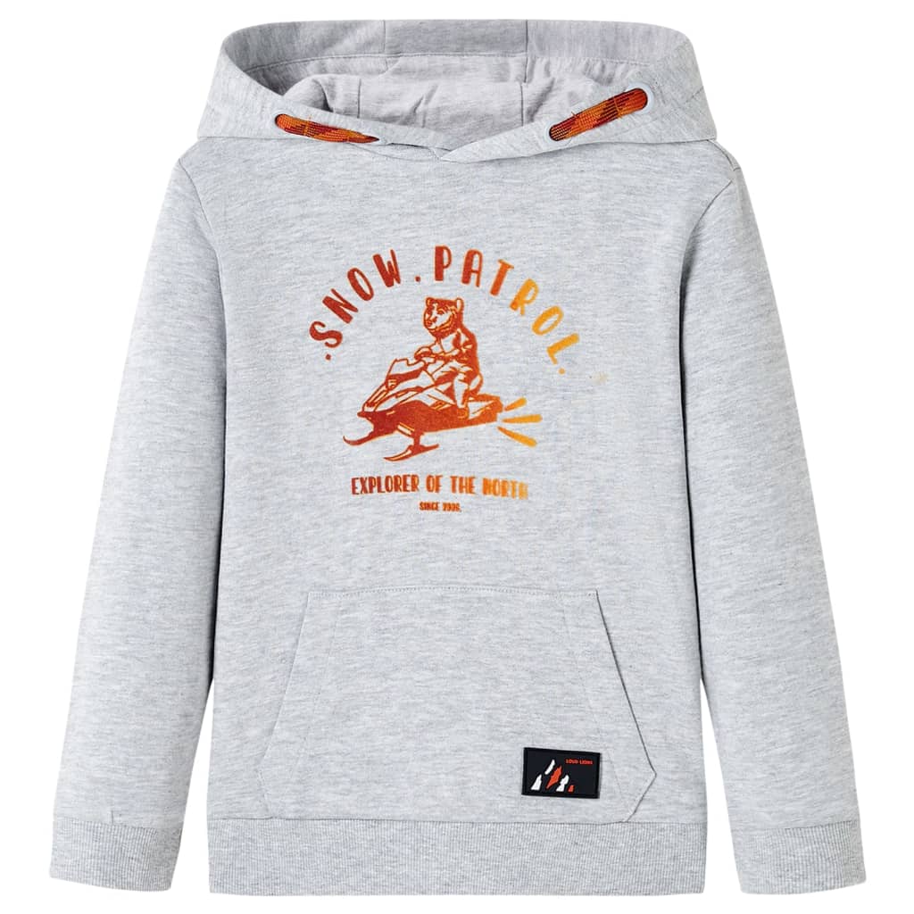 Kindertrui met capuchon 128 gemêleerd grijs en oranje is nu te koop bij PeponiXL, paradijselijk wonen!