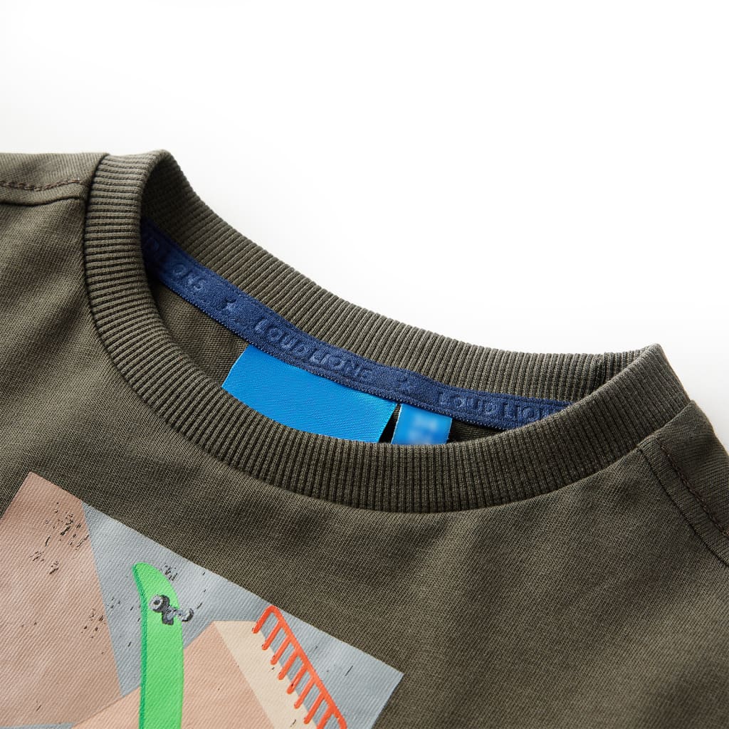 Kindershirt met lange mouwen 116 kakikleurig is nu te koop bij PeponiXL, paradijselijk wonen!