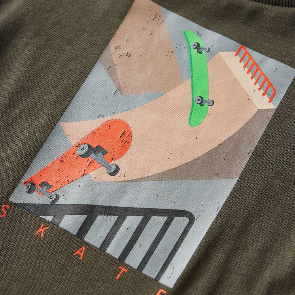 Kindershirt met lange mouwen 128 kakikleurig is nu te koop bij PeponiXL, paradijselijk wonen!