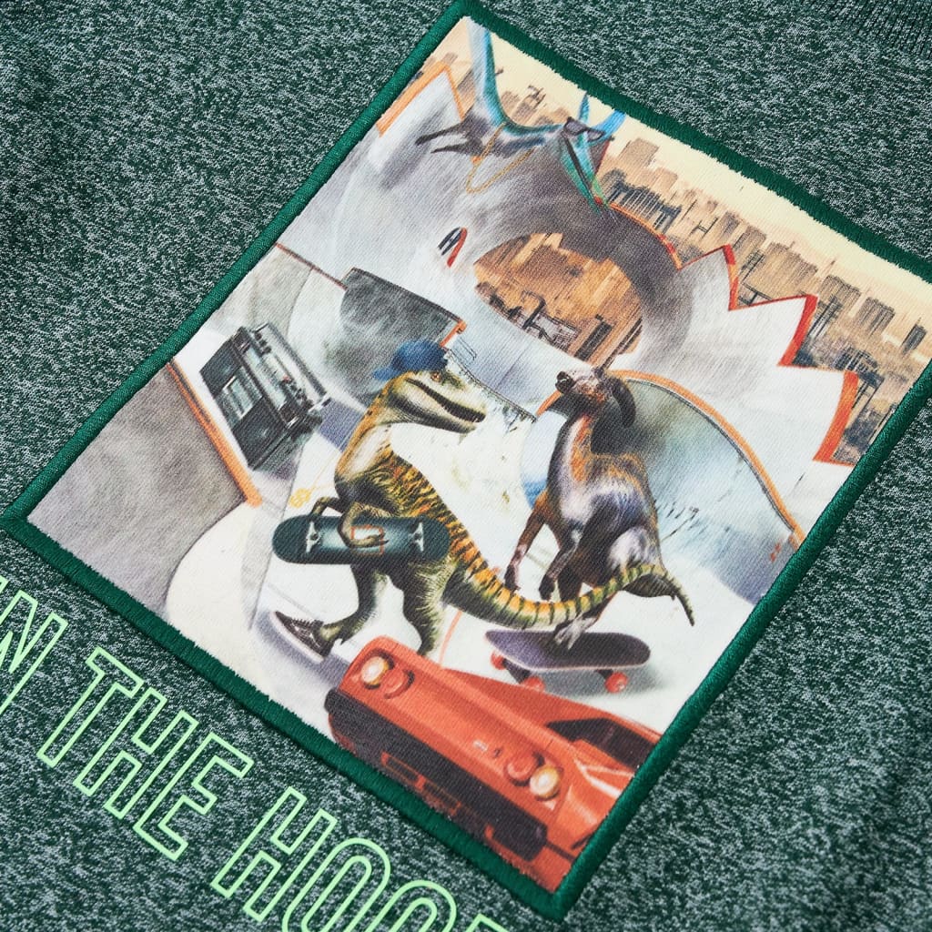 Kindershirt met lange mouwen 128 gemêleerd donkergroen is nu te koop bij PeponiXL, paradijselijk wonen!