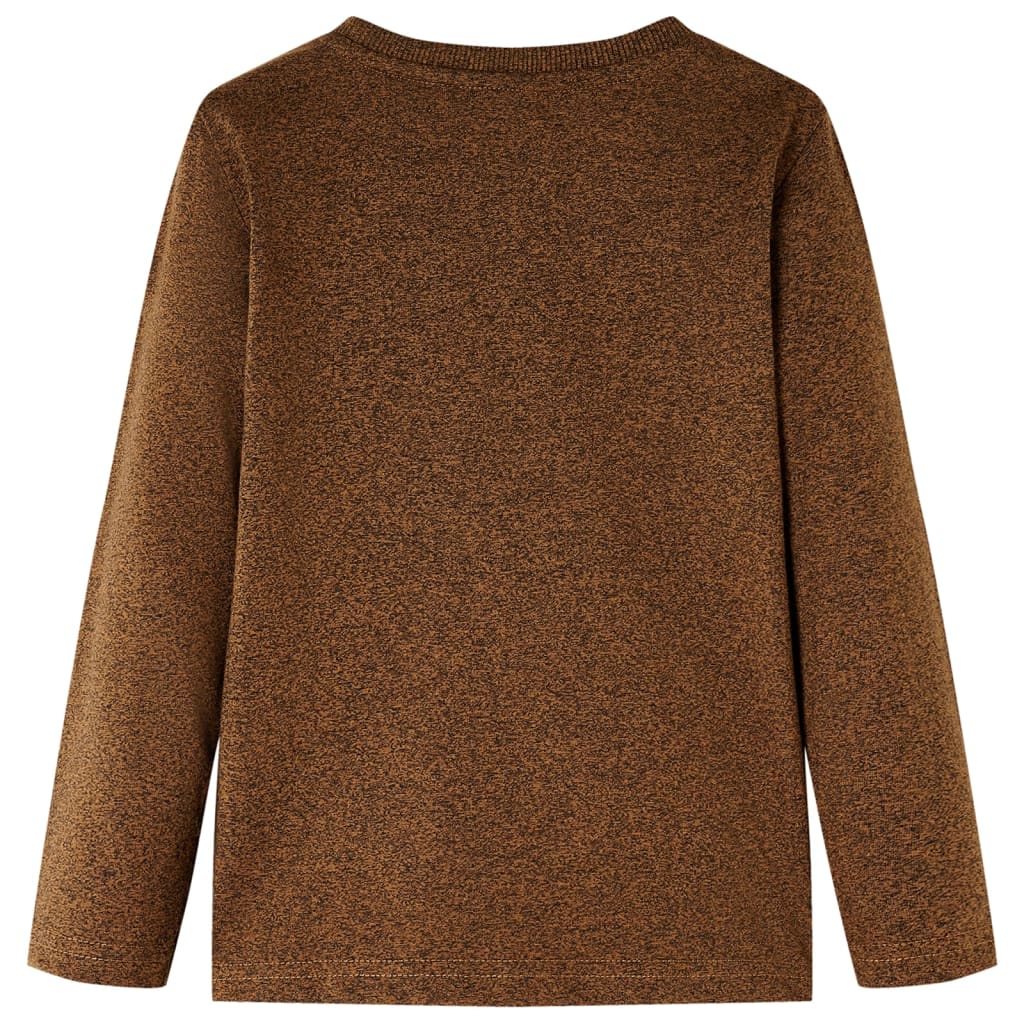 Kindershirt met lange mouwen 104 gemêleerd cognackleur is nu te koop bij PeponiXL, paradijselijk wonen!