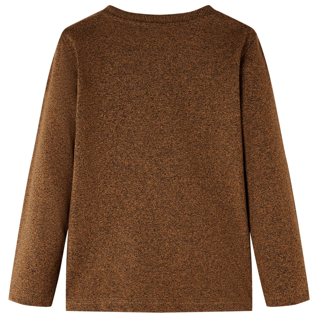 Kindershirt met lange mouwen 116 gemêleerd cognackleur is nu te koop bij PeponiXL, paradijselijk wonen!