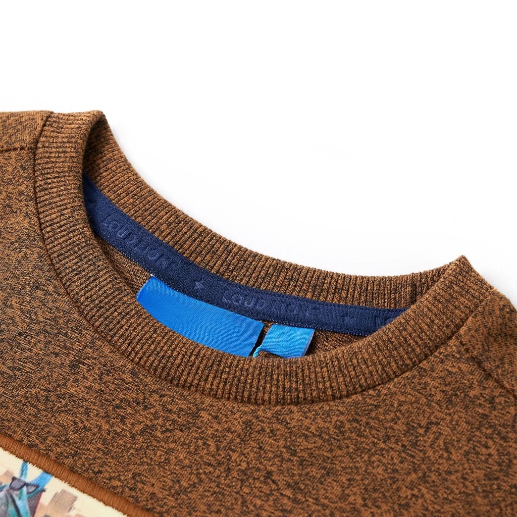 Kindershirt met lange mouwen 116 gemêleerd cognackleur is nu te koop bij PeponiXL, paradijselijk wonen!