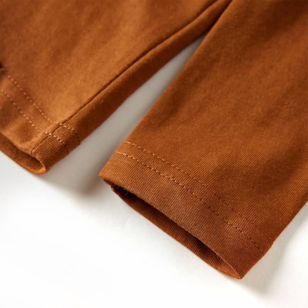 Kindershirt met lange mouwen 104 cognackleurig is nu te koop bij PeponiXL, paradijselijk wonen!