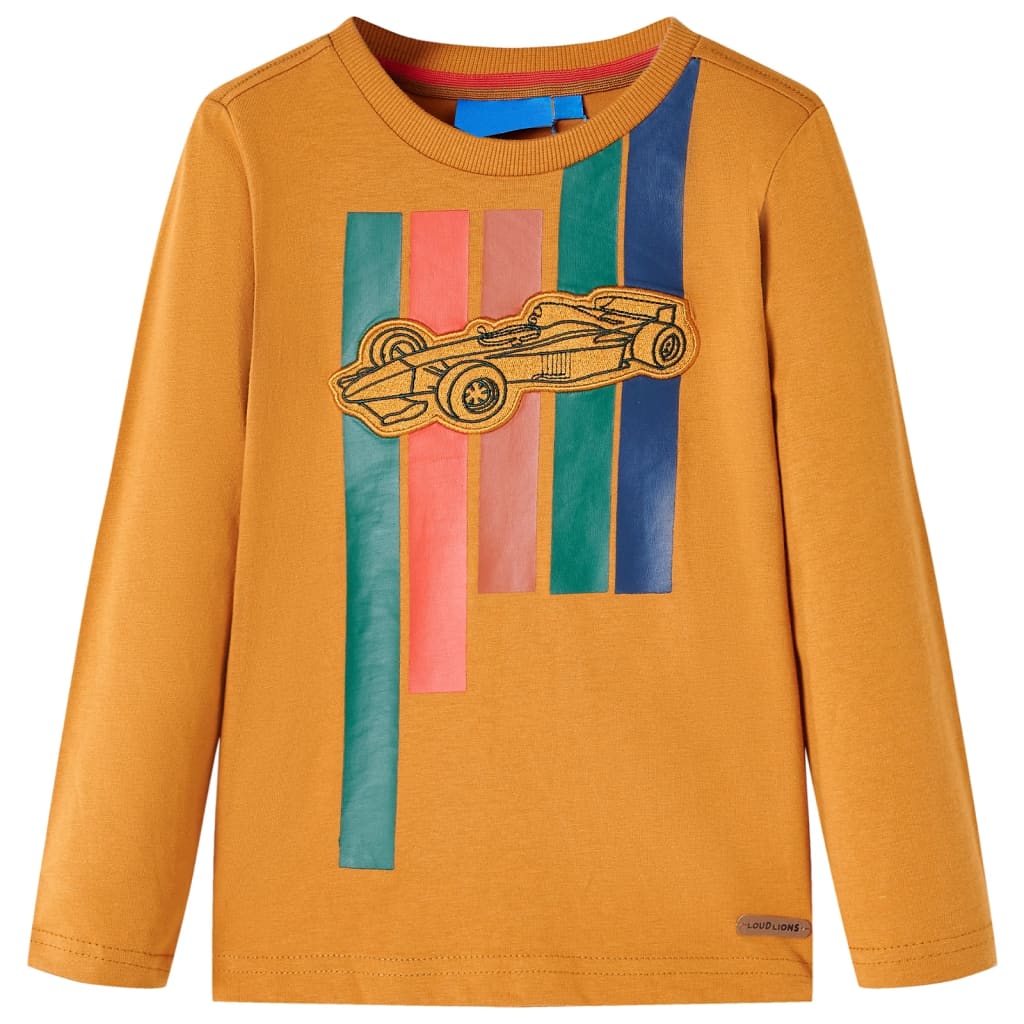 Kindershirt met lange mouwen 104 donkerokerkleurig is nu te koop bij PeponiXL, paradijselijk wonen!