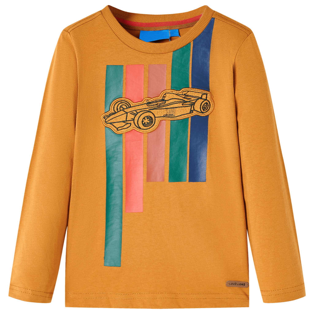 Kindershirt met lange mouwen 116 donkerokerkleurig is nu te koop bij PeponiXL, paradijselijk wonen!