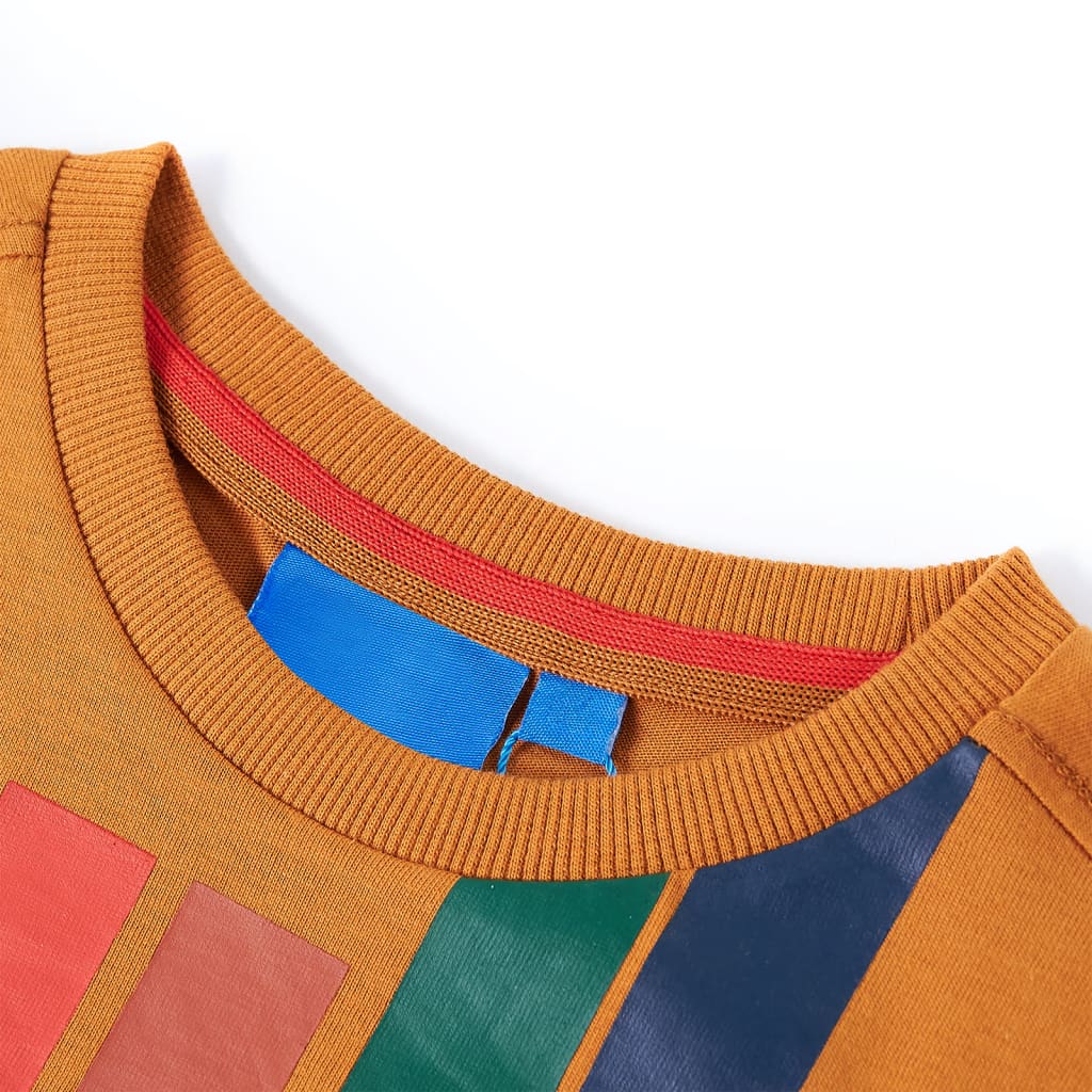 Kindershirt met lange mouwen 116 donkerokerkleurig is nu te koop bij PeponiXL, paradijselijk wonen!