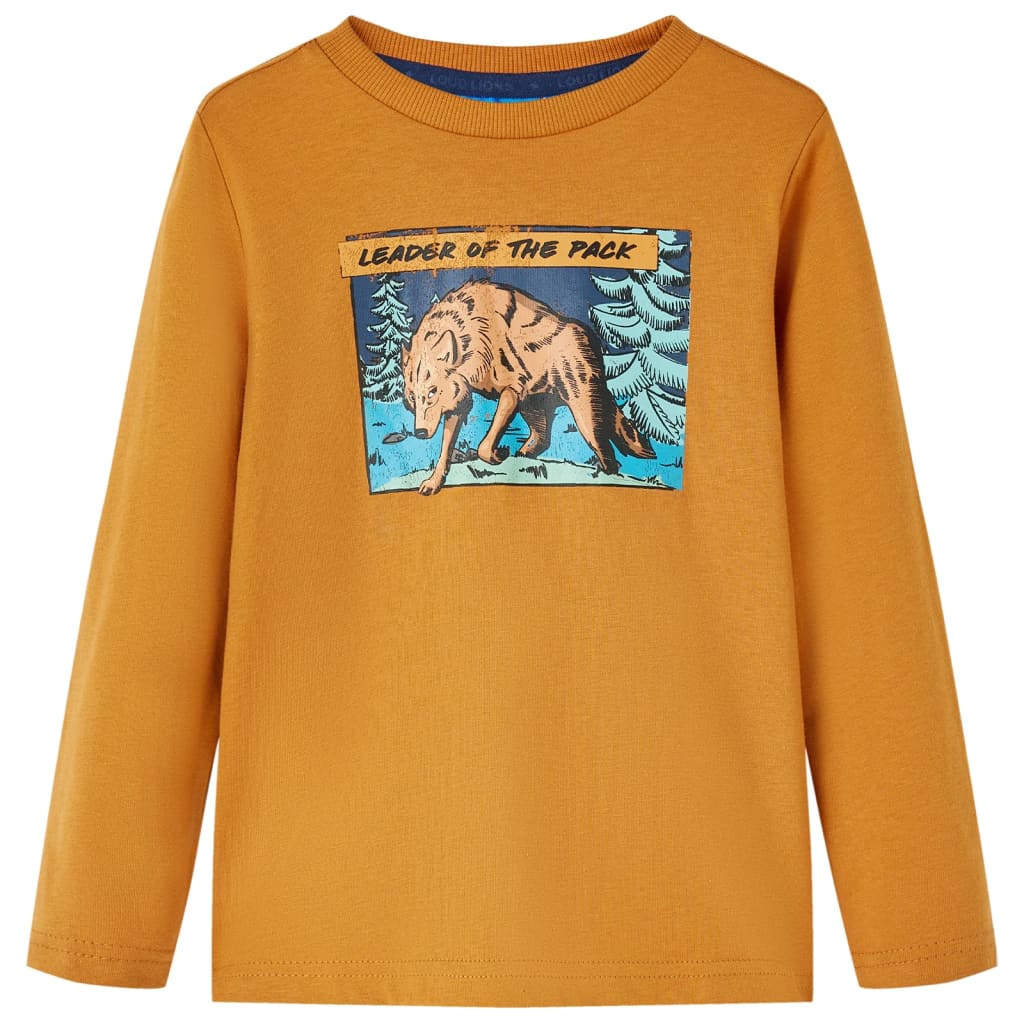 Kindershirt met lange mouwen 104 donkerokerkleurig is nu te koop bij PeponiXL, paradijselijk wonen!