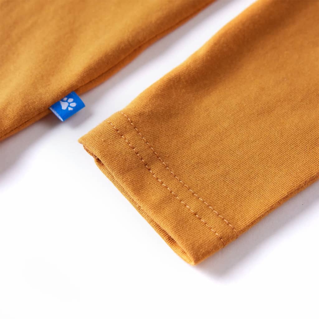 Kindershirt met lange mouwen 104 donkerokerkleurig is nu te koop bij PeponiXL, paradijselijk wonen!