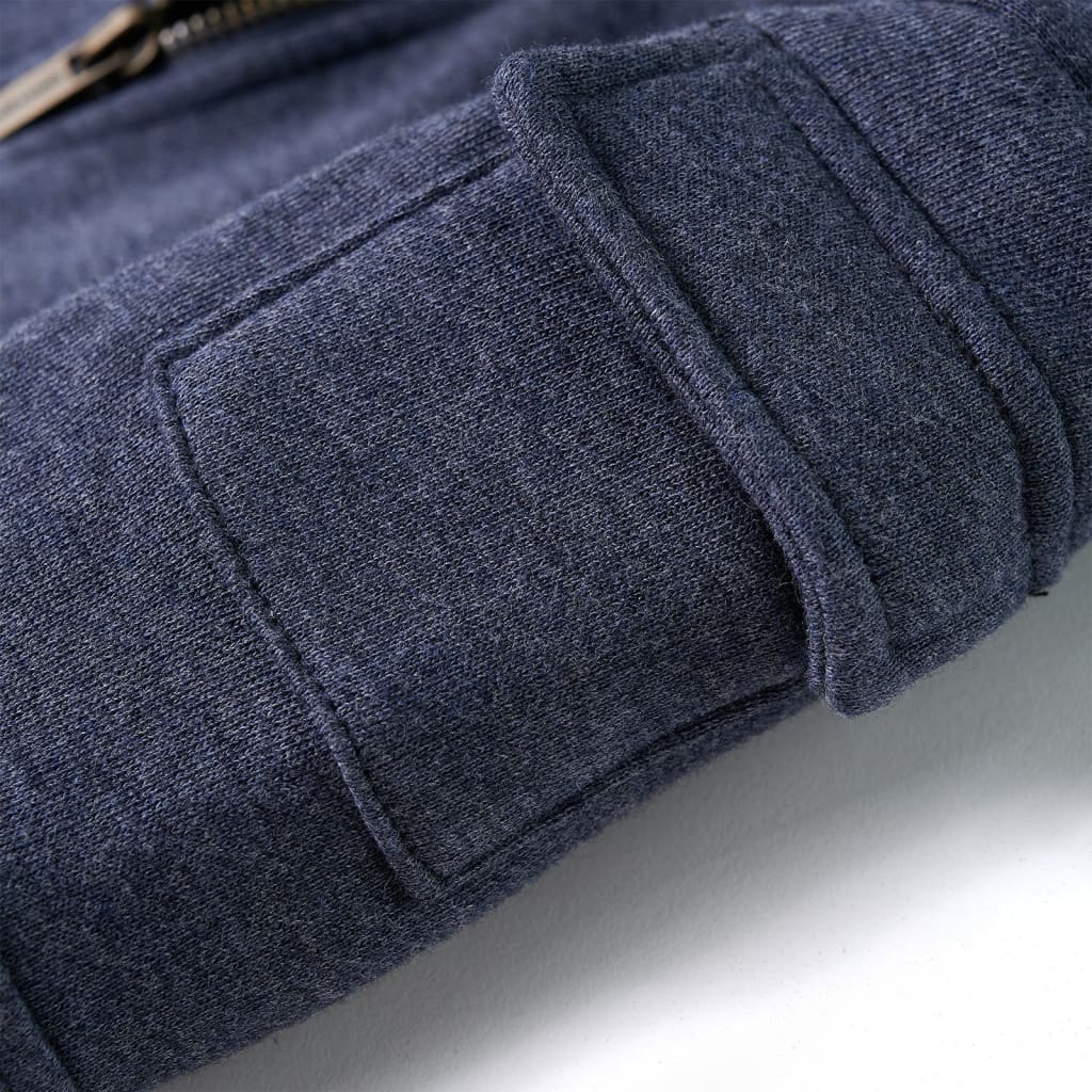 Kindervest met capuchon en rits 92 gemêleerd donkerblauw is nu te koop bij PeponiXL, paradijselijk wonen!