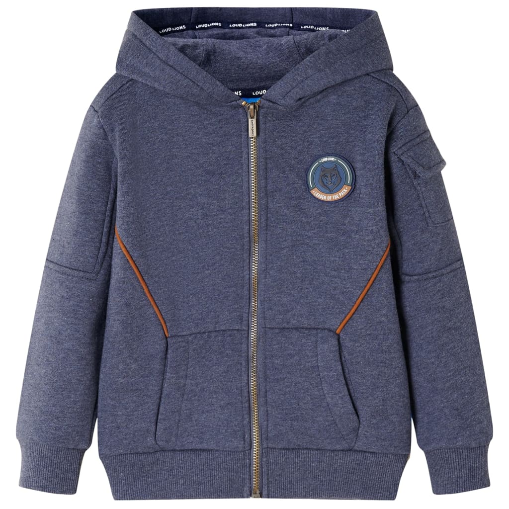 Kindervest met capuchon en rits 128 gemêleerd donkerblauw is nu te koop bij PeponiXL, paradijselijk wonen!