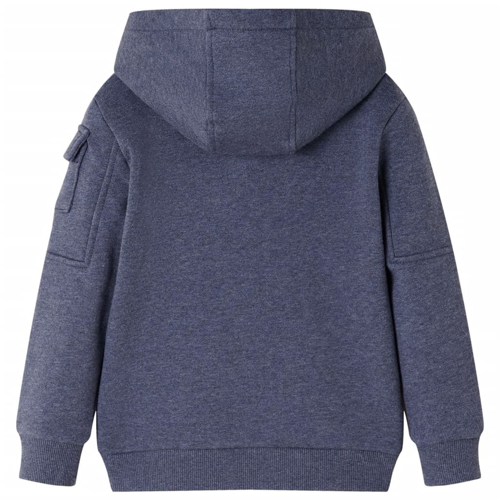 Kindervest met capuchon en rits 128 gemêleerd donkerblauw is nu te koop bij PeponiXL, paradijselijk wonen!
