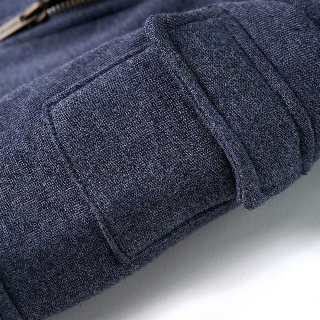Kindervest met capuchon en rits 128 gemêleerd donkerblauw is nu te koop bij PeponiXL, paradijselijk wonen!