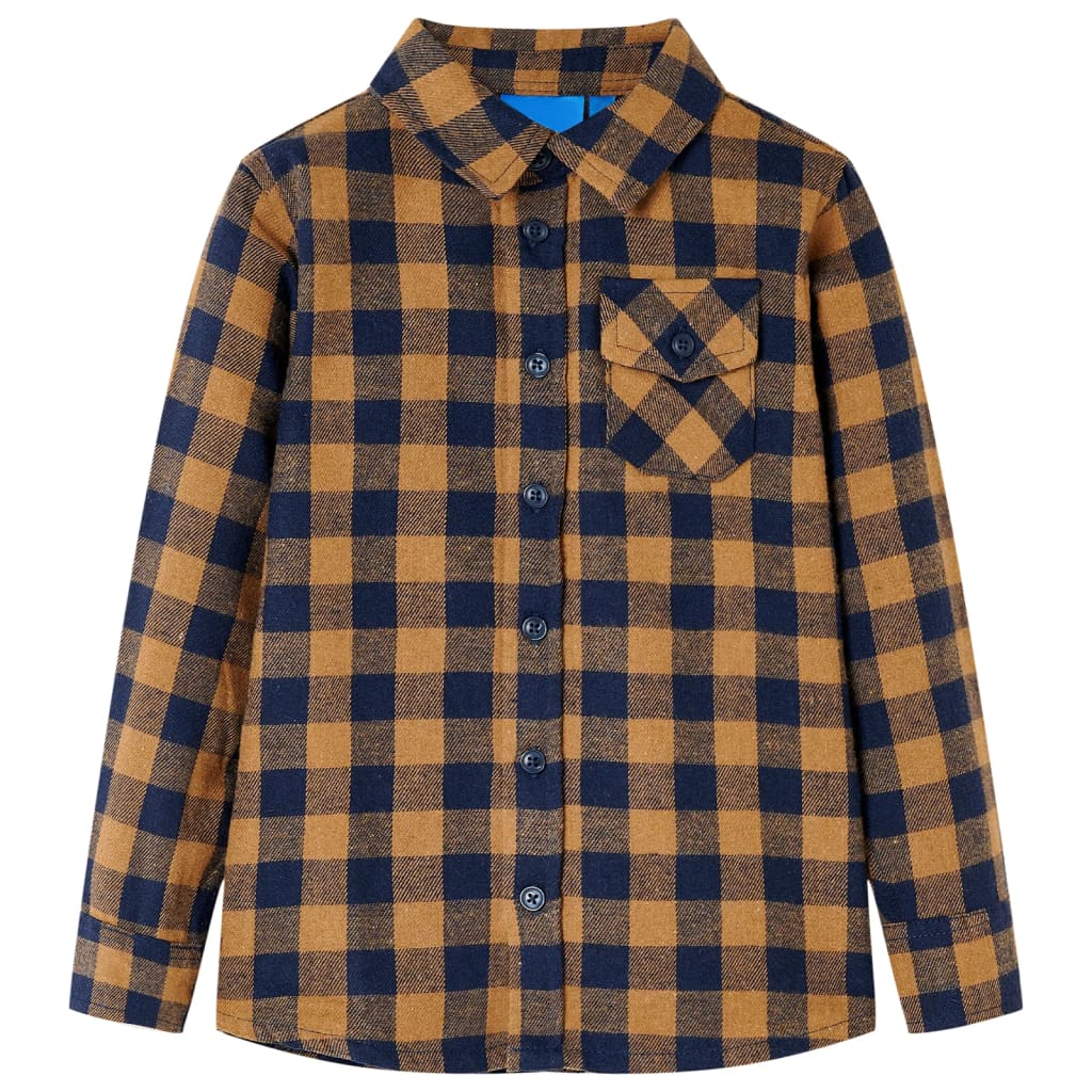 Kinderoverhemd geruit 116 cognackleurig en blauw is nu te koop bij PeponiXL, paradijselijk wonen!