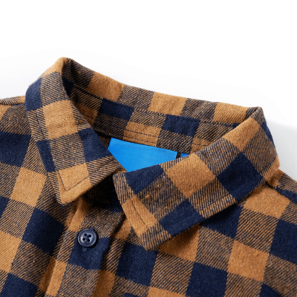 Kinderoverhemd geruit 116 cognackleurig en blauw is nu te koop bij PeponiXL, paradijselijk wonen!