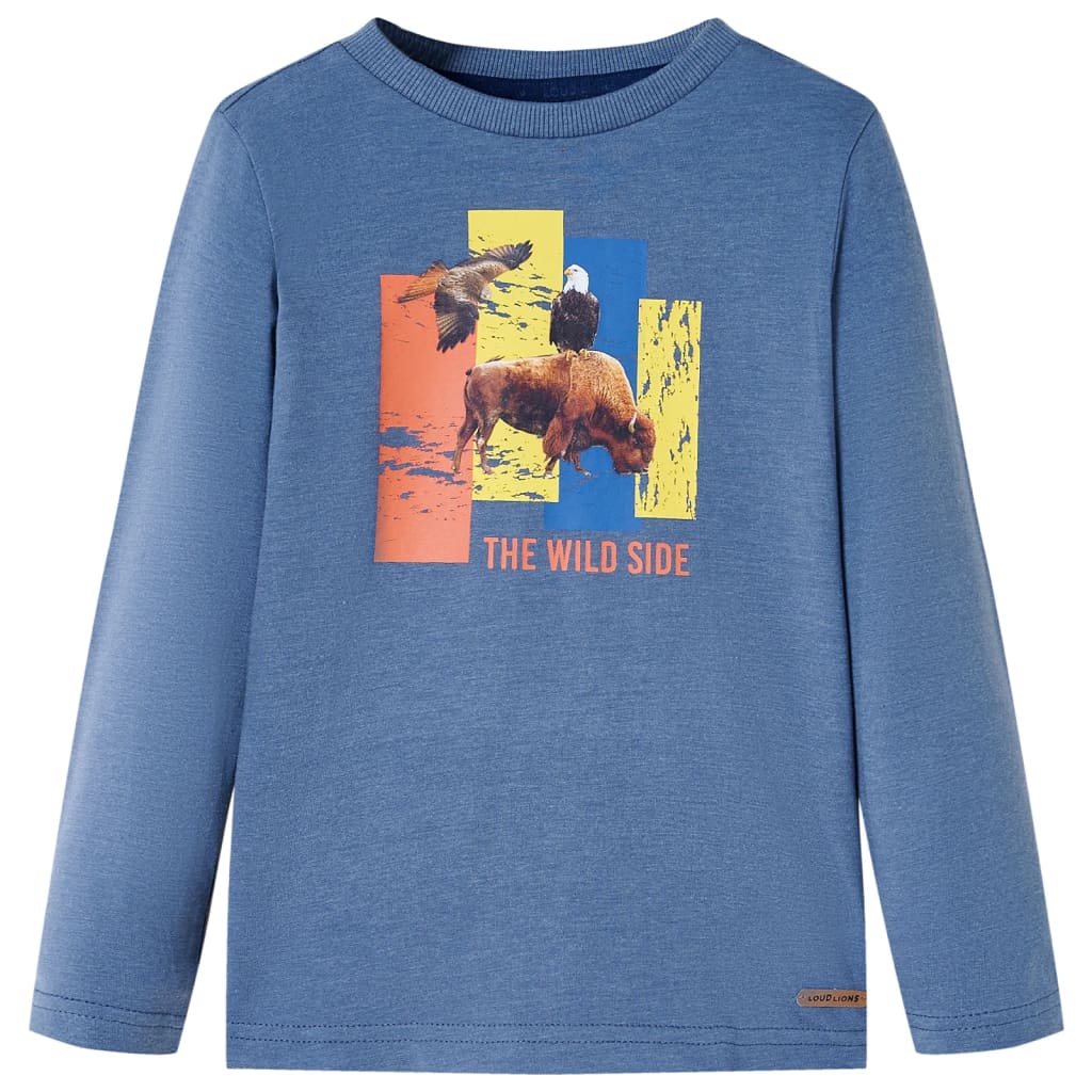 Kindershirt met lange mouwen 128 gemêleerd blauw is nu te koop bij PeponiXL, paradijselijk wonen!