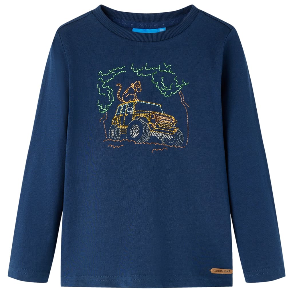 Kindershirt met lange mouwen 128 marineblauw is nu te koop bij PeponiXL, paradijselijk wonen!