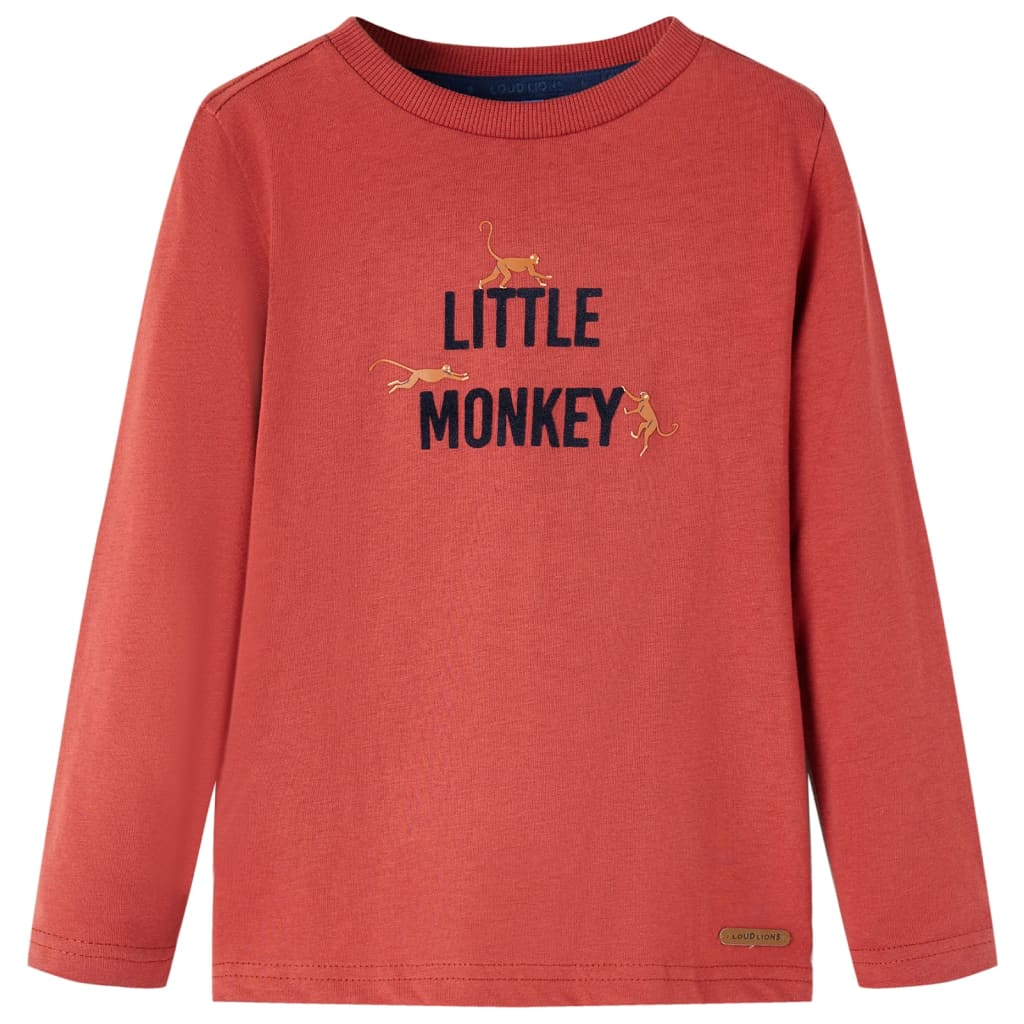 Kindershirt met lange mouwen 116 roodbruin is nu te koop bij PeponiXL, paradijselijk wonen!