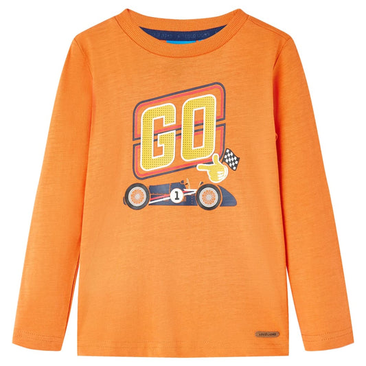 Kindershirt met lange mouwen 128 donkeroranje is nu te koop bij PeponiXL, paradijselijk wonen!