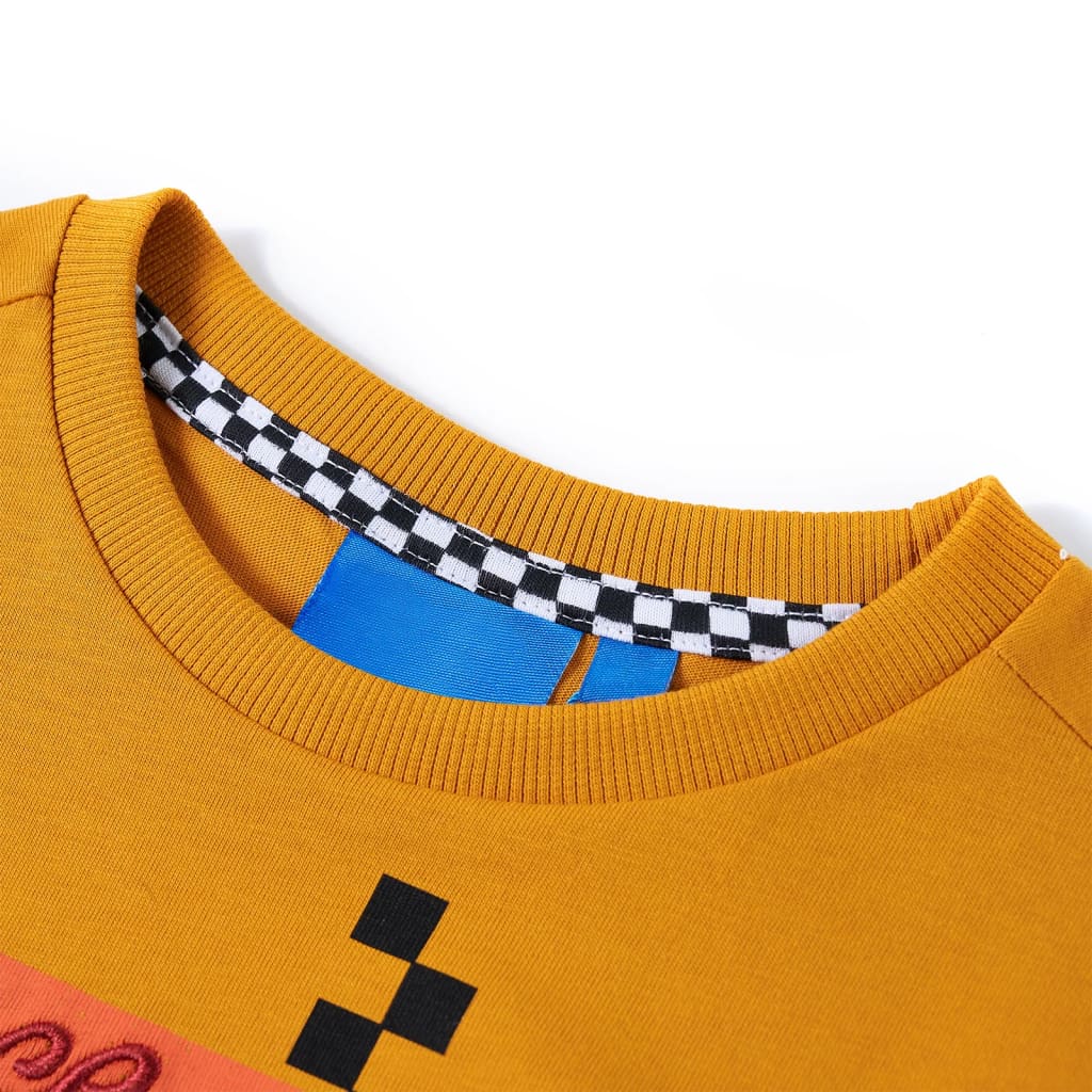 Kindershirt met lange mouwen 104 okerkleurig is nu te koop bij PeponiXL, paradijselijk wonen!