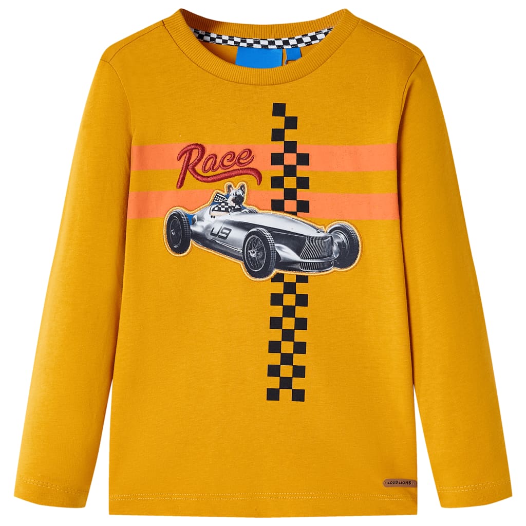 Kindershirt met lange mouwen 128 okerkleurig is nu te koop bij PeponiXL, paradijselijk wonen!