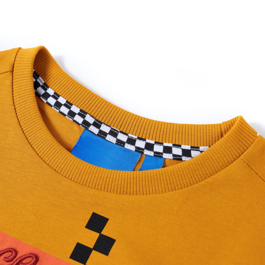 Kindershirt met lange mouwen 128 okerkleurig is nu te koop bij PeponiXL, paradijselijk wonen!