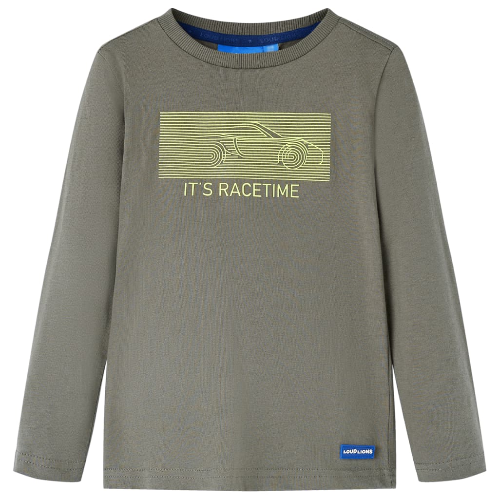 Kindershirt met lange mouwen 104 kakikleurig is nu te koop bij PeponiXL, paradijselijk wonen!