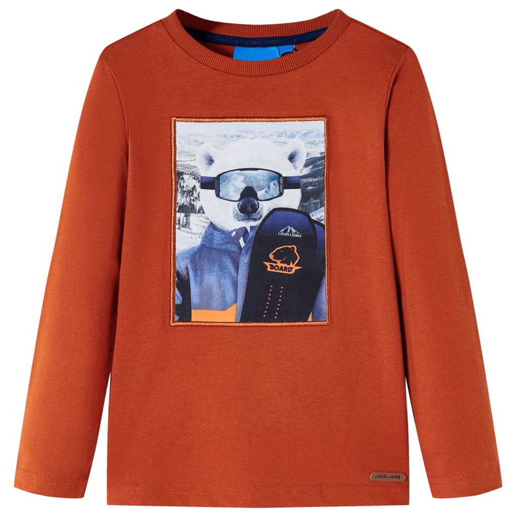 Kindershirt met lange mouwen 128 lichtroestkleurig is nu te koop bij PeponiXL, paradijselijk wonen!