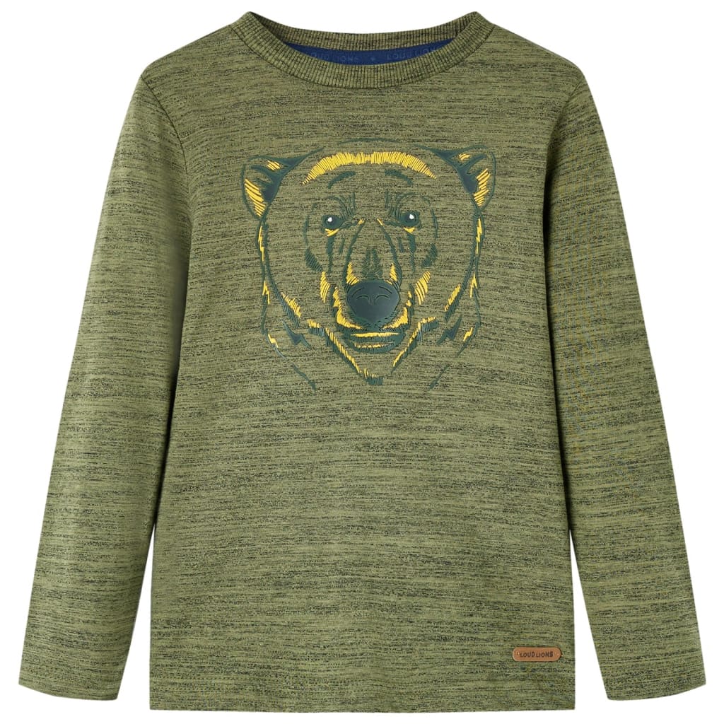 Kindershirt met lange mouwen 104 gemêleerd kakikleurig is nu te koop bij PeponiXL, paradijselijk wonen!