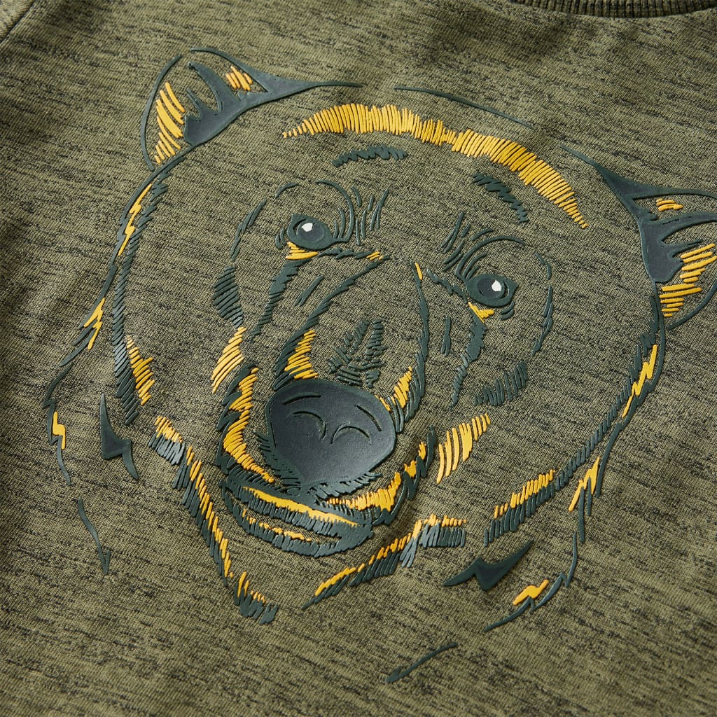 Kindershirt met lange mouwen 104 gemêleerd kakikleurig is nu te koop bij PeponiXL, paradijselijk wonen!