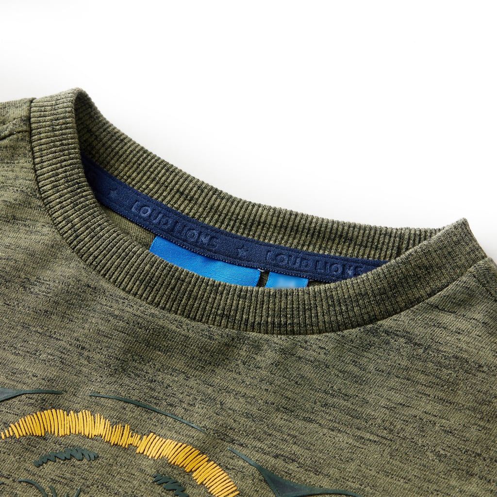 Kindershirt met lange mouwen 128 gemêleerd kakikleurig is nu te koop bij PeponiXL, paradijselijk wonen!
