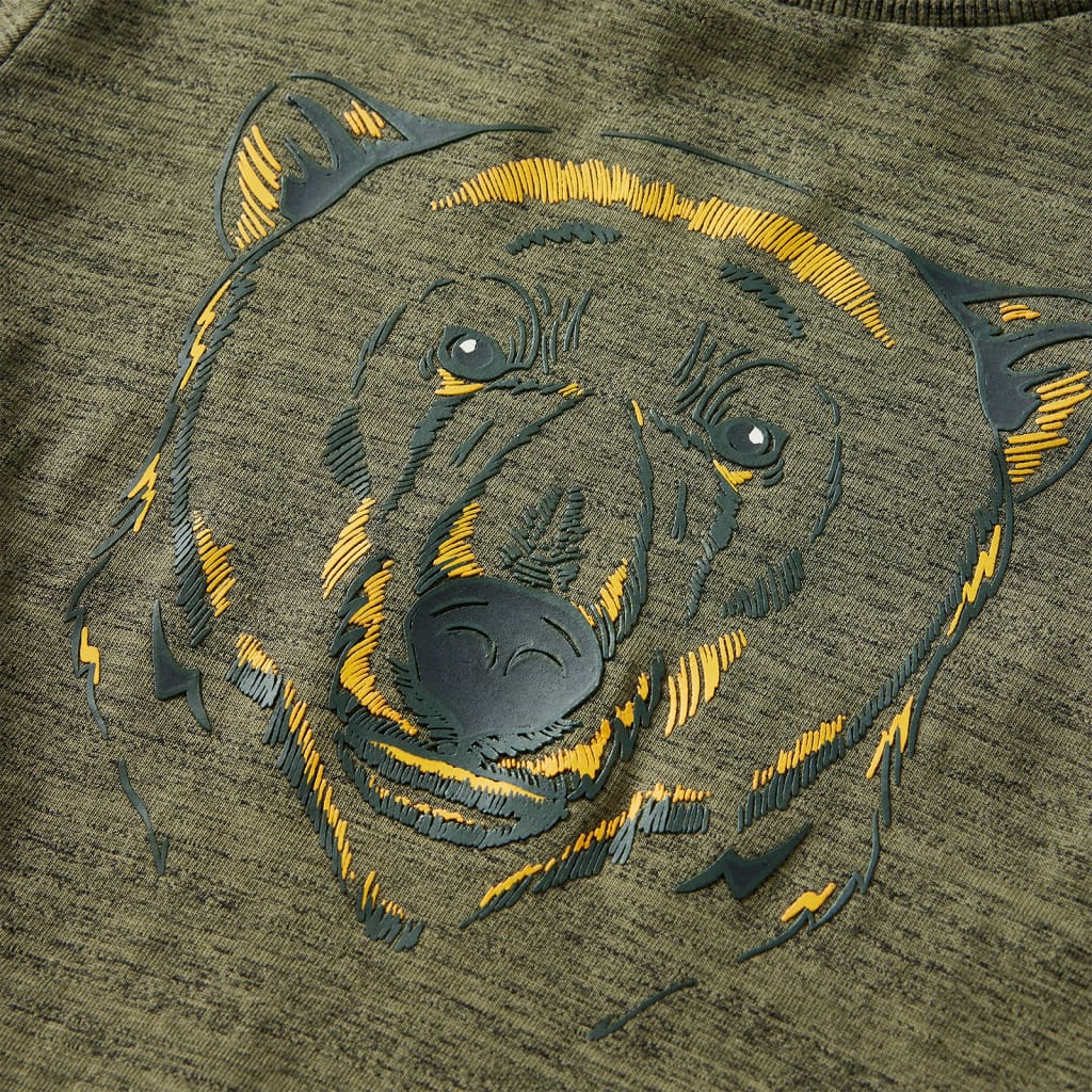 Kindershirt met lange mouwen 128 gemêleerd kakikleurig is nu te koop bij PeponiXL, paradijselijk wonen!
