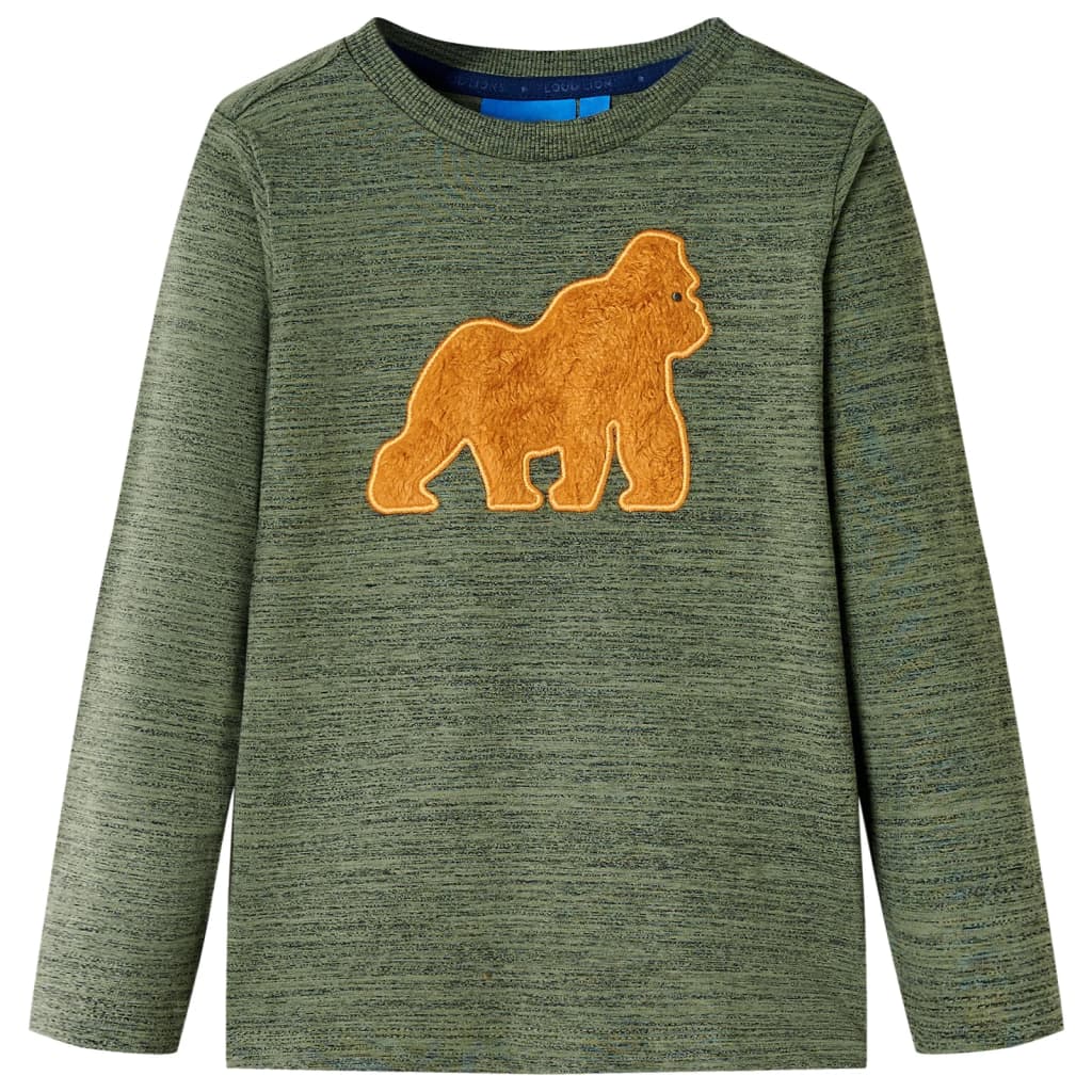 Kindershirt met lange mouwen 116 gemêleerd kakikleurig is nu te koop bij PeponiXL, paradijselijk wonen!