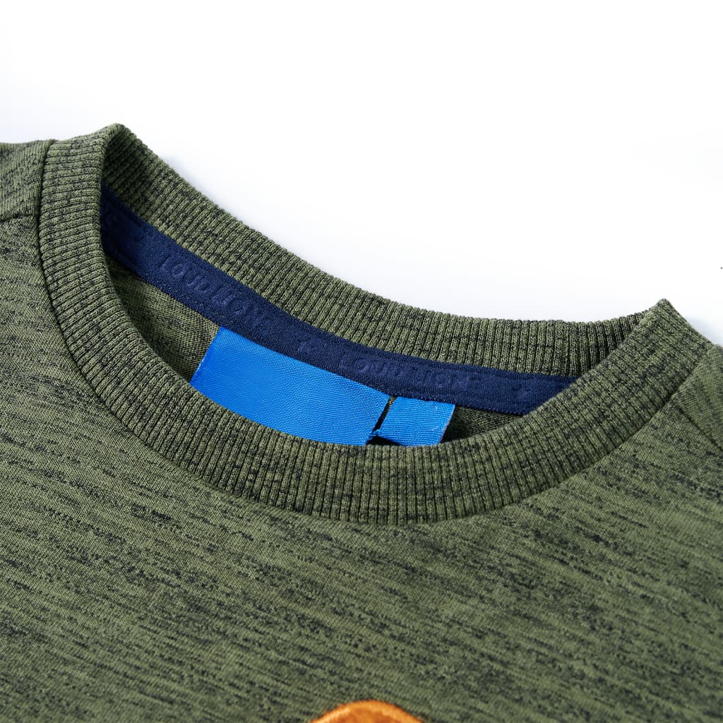 Kindershirt met lange mouwen 116 gemêleerd kakikleurig is nu te koop bij PeponiXL, paradijselijk wonen!