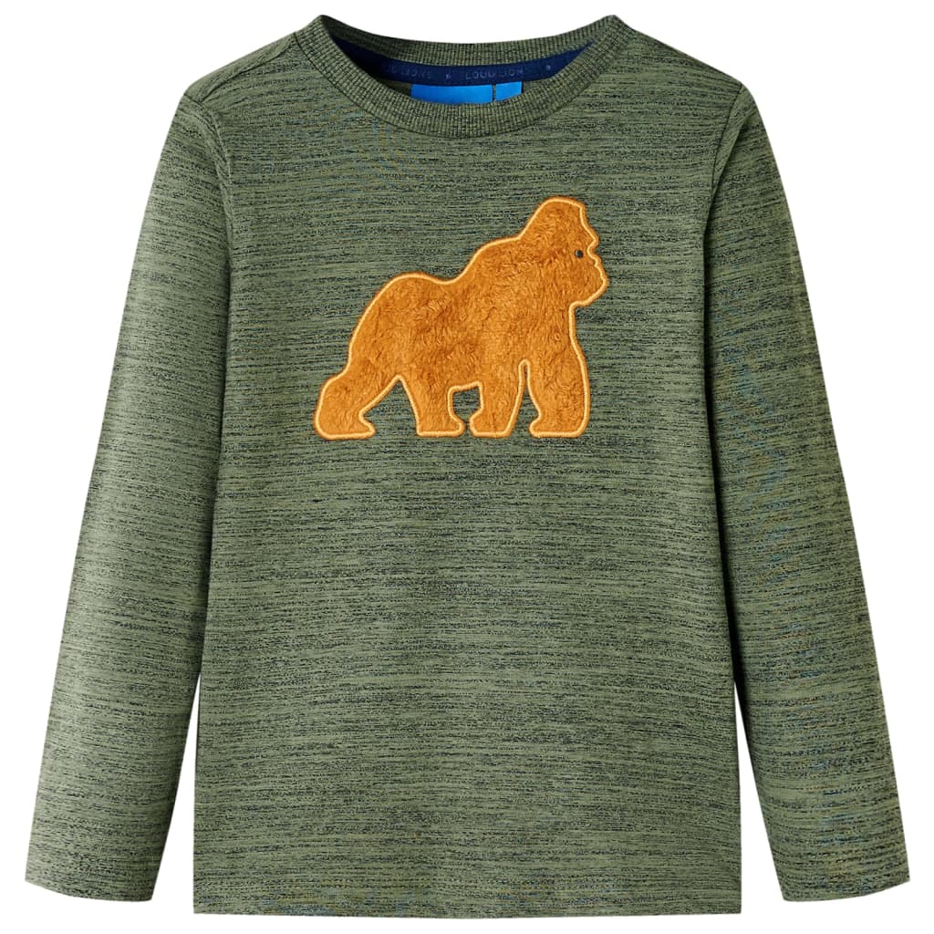 Kindershirt met lange mouwen 140 gemêleerd kakikleurig is nu te koop bij PeponiXL, paradijselijk wonen!