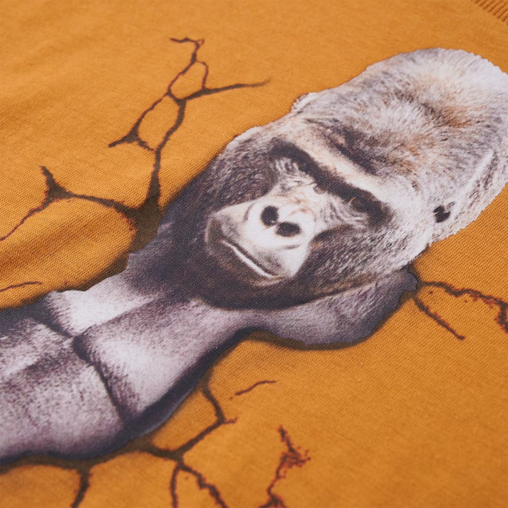 Kindershirt met lange mouwen 104 donkerokerkleurig is nu te koop bij PeponiXL, paradijselijk wonen!