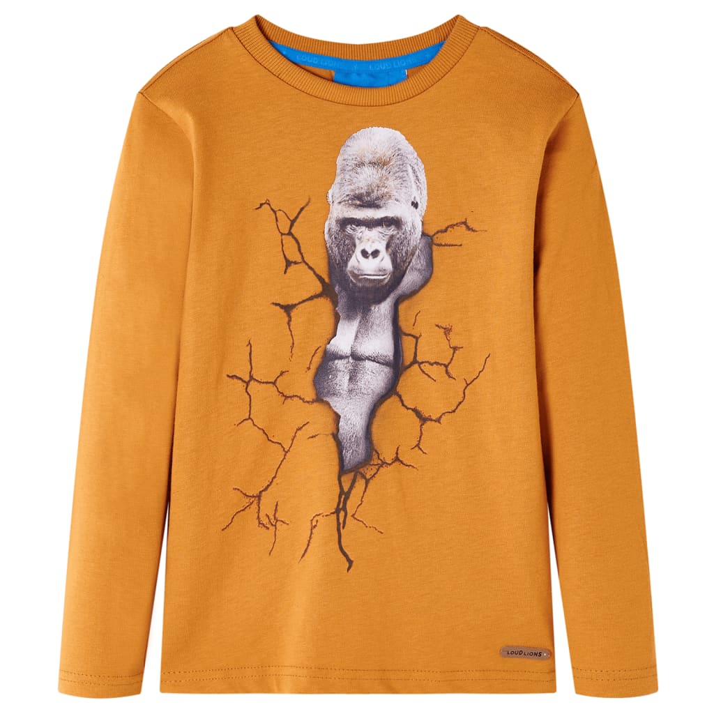Kindershirt met lange mouwen 116 donkerokerkleurig is nu te koop bij PeponiXL, paradijselijk wonen!