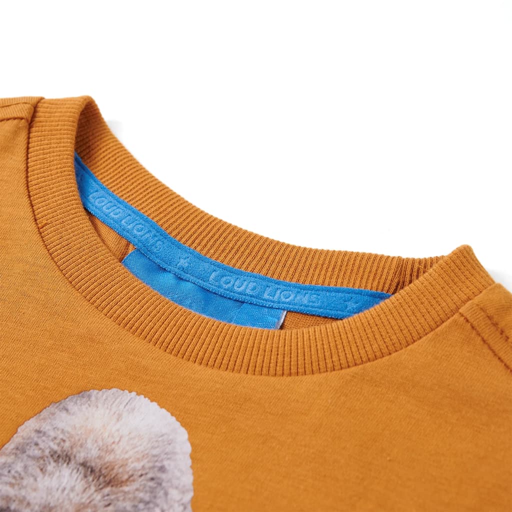 Kindershirt met lange mouwen 128 donkerokerkleurig is nu te koop bij PeponiXL, paradijselijk wonen!