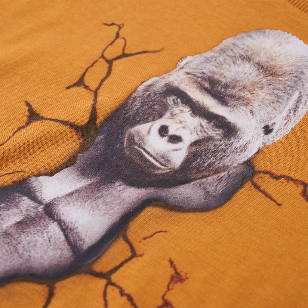 Kindershirt met lange mouwen 128 donkerokerkleurig is nu te koop bij PeponiXL, paradijselijk wonen!